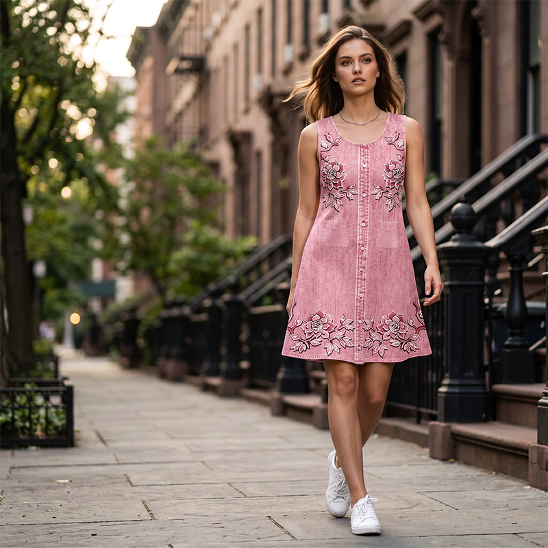 Carien | Sleeveless Dress with Floral Print and Pockets