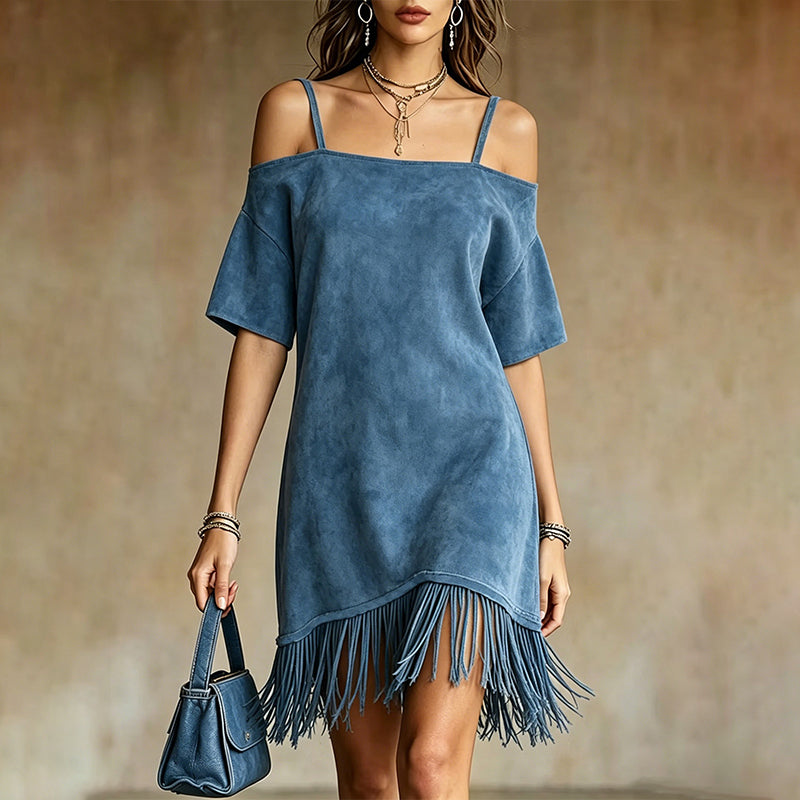 Lewina | Off-Shoulder Strappy Fringe Dress