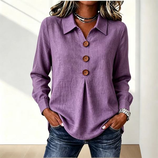 Moriah | Long Sleeve Button Front Collared Blouse