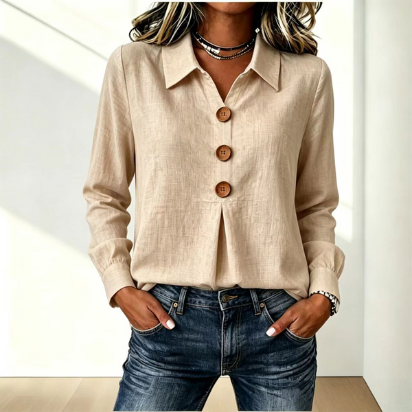 Moriah | Long Sleeve Button Front Collared Blouse