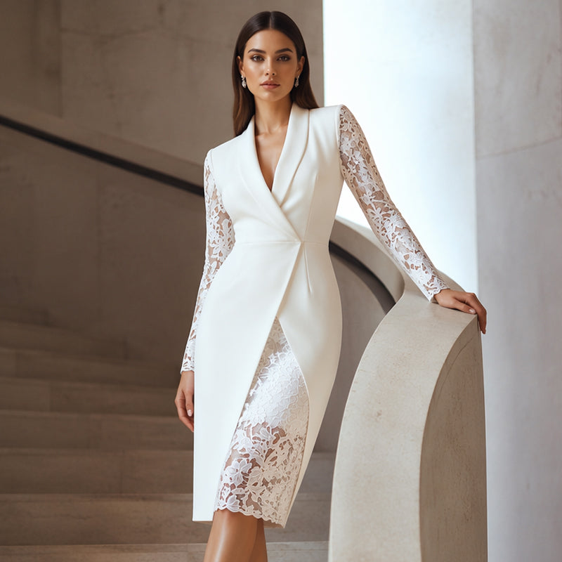 Clarina | Bodycon Dress with Lace Sleeves
