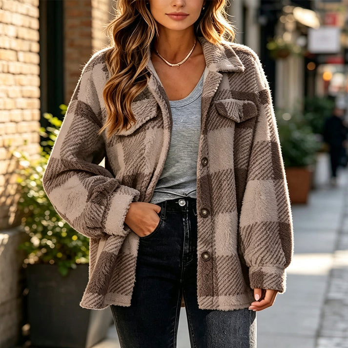Jovine | Checked Layering Jacket in Grey and Blue