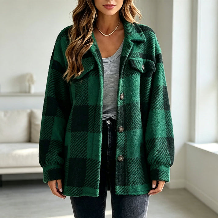 Jovine | Checked Layering Jacket in Grey and Blue