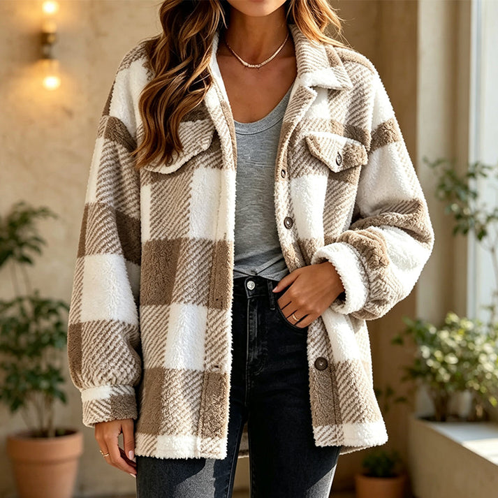 Jovine | Checked Layering Jacket in Grey and Blue