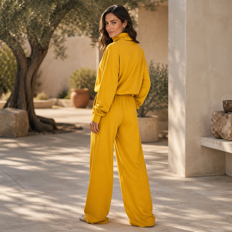 Vasiiaine | Wide Leg Turtleneck Two-Piece Set in Grey