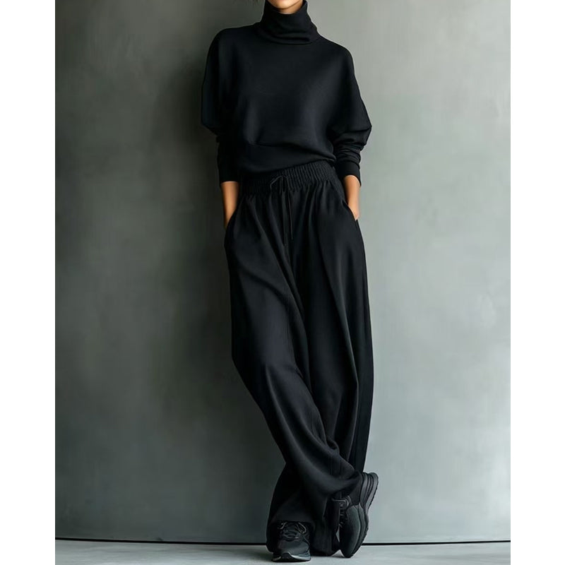 Vasiiaine | Wide Leg Turtleneck Two-Piece Set in Grey