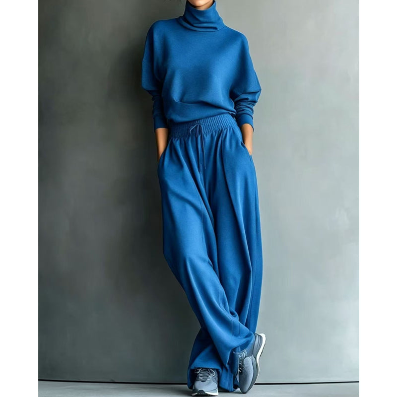 Vasiiaine | Wide Leg Turtleneck Two-Piece Set in Grey