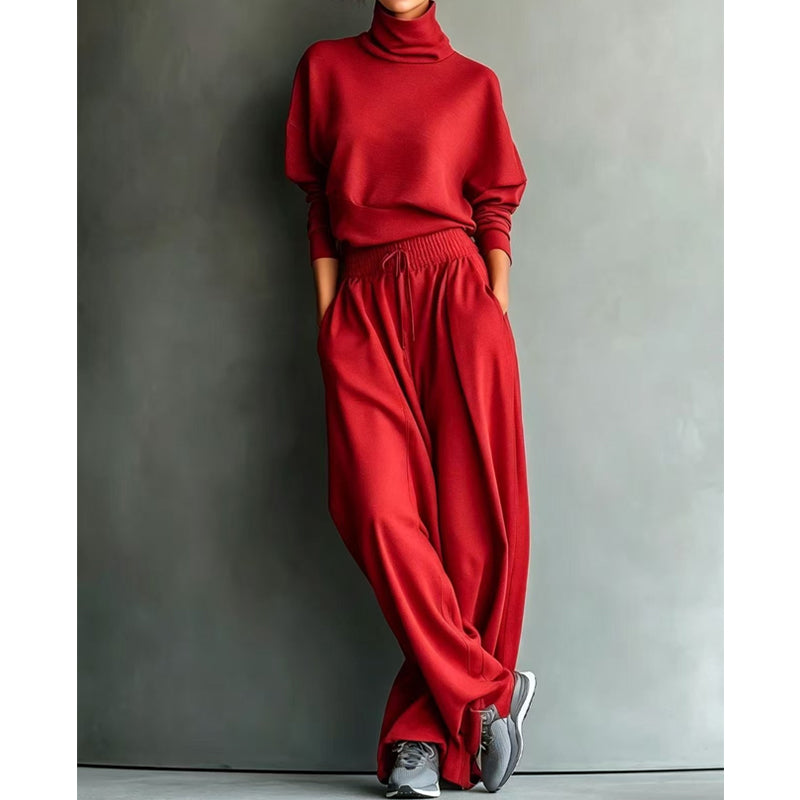 Vasiiaine | Wide Leg Turtleneck Two-Piece Set in Grey