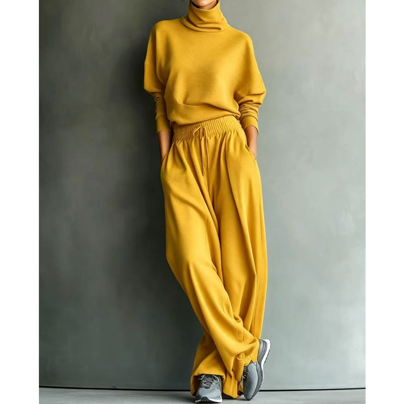 Vasiiaine | Wide Leg Turtleneck Two-Piece Set in Grey