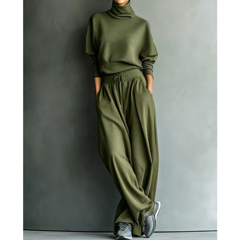 Vasiiaine | Wide Leg Turtleneck Two-Piece Set in Grey