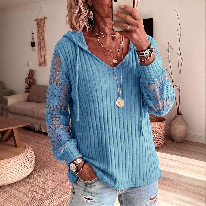 Valeora | Lace Sleeve Hooded Cardigan in Multiple Colors