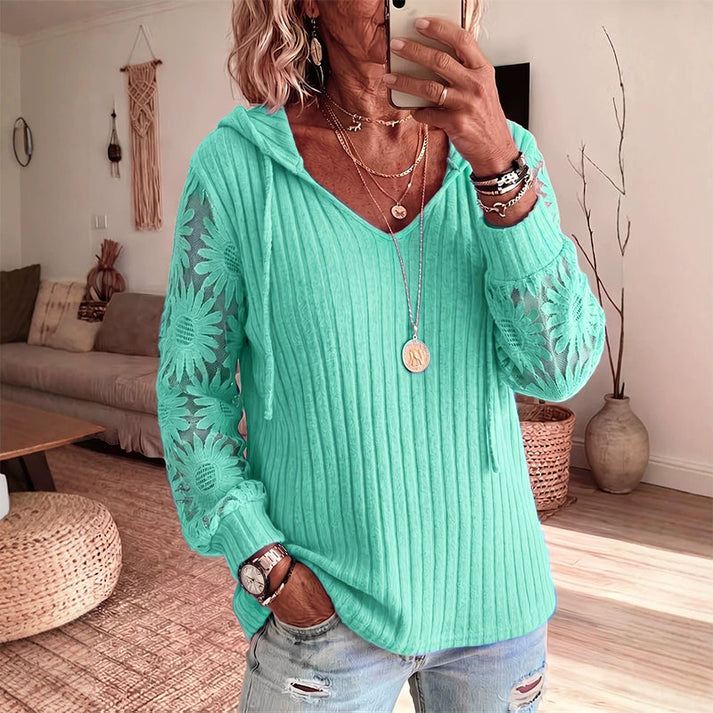 Valeora | Lace Sleeve Hooded Cardigan in Multiple Colors