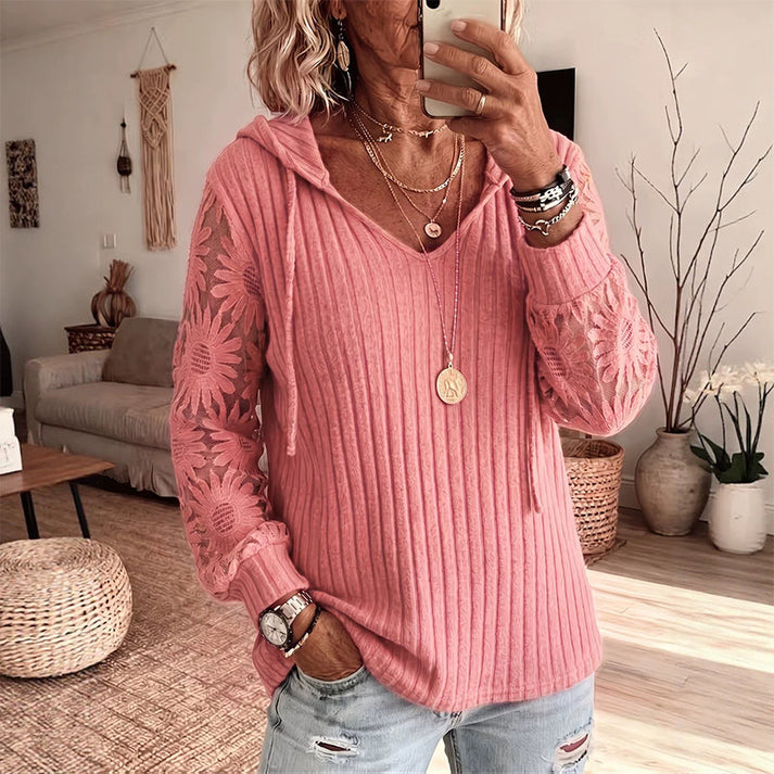 Valeora | Lace Sleeve Hooded Cardigan in Multiple Colors