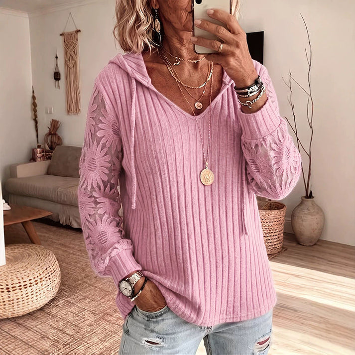 Valeora | Lace Sleeve Hooded Cardigan in Multiple Colors