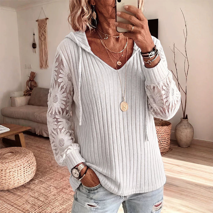 Valeora | Lace Sleeve Hooded Cardigan in Multiple Colors