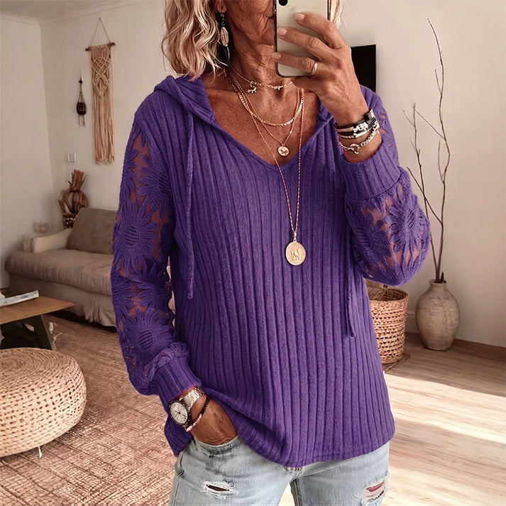 Valeora | Lace Sleeve Hooded Cardigan in Multiple Colors