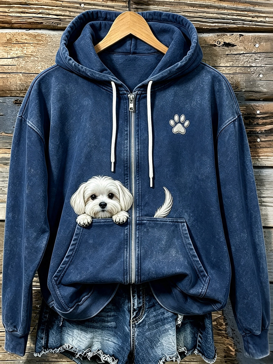 Miraina | Cozy Zip Up Hoodie with Puppy Pocket