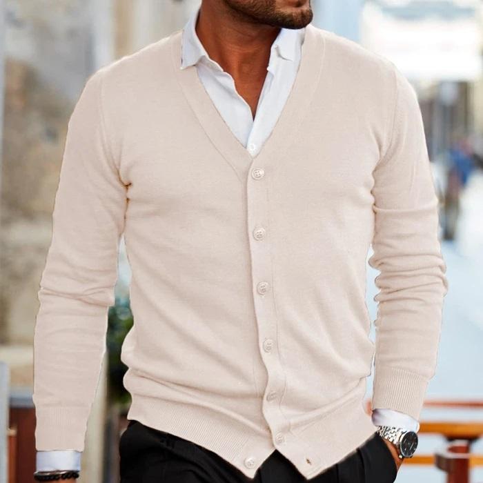Tevfik | Cardigan With V Neck and Button Front