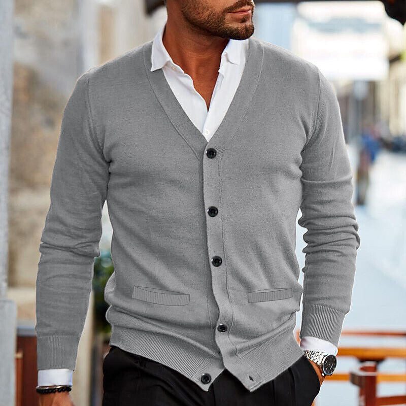 Tevfik | Cardigan With V Neck and Button Front