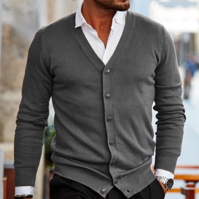 Tevfik | Cardigan With V Neck and Button Front