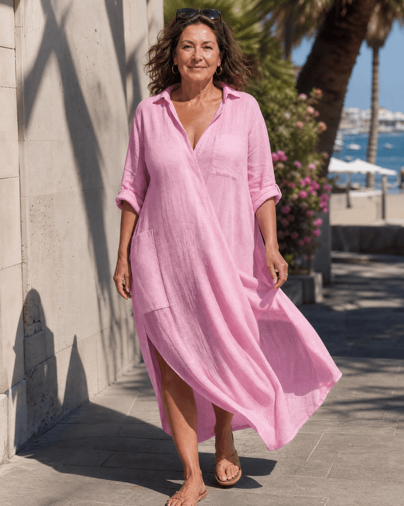 Tamanda | Collared Button Front Loose Midi Dress