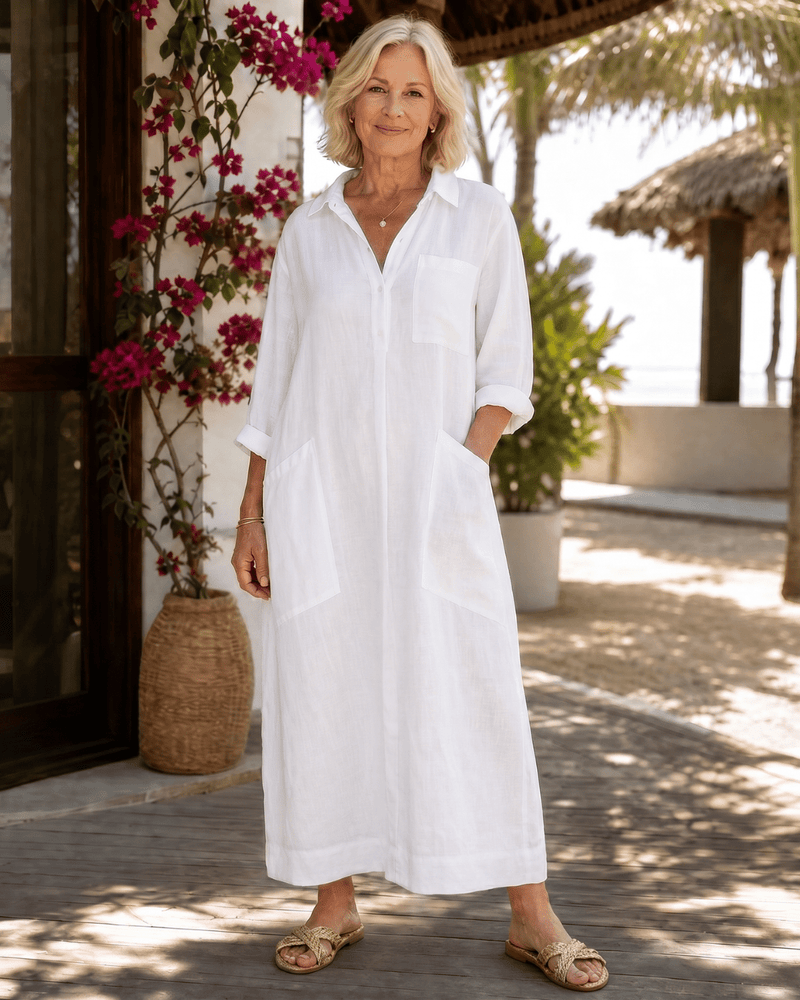 Tamanda | Collared Button Front Loose Midi Dress