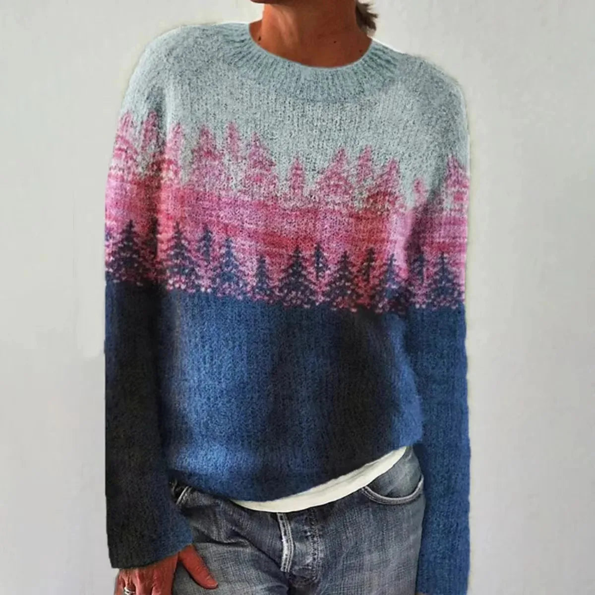 Svenja | Sweater With Patterned Yoke and Long Sleeves