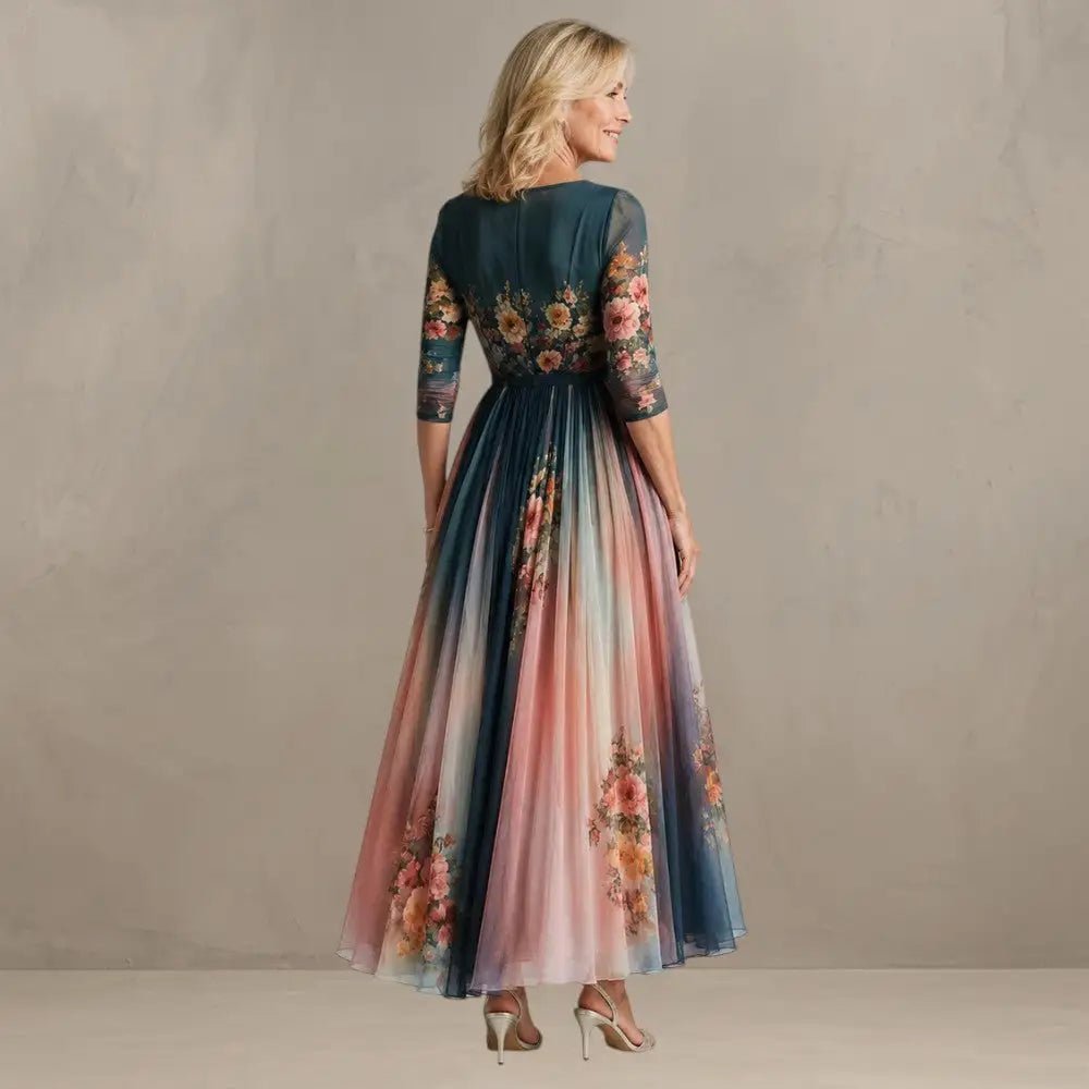 Willemse | Floral V-Neck Pleated Maxi Dress