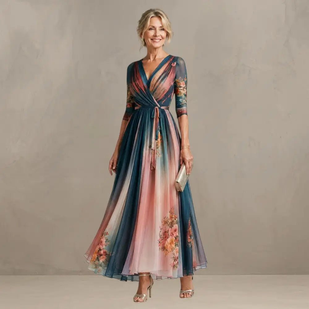 Willemse | Floral V-Neck Pleated Maxi Dress