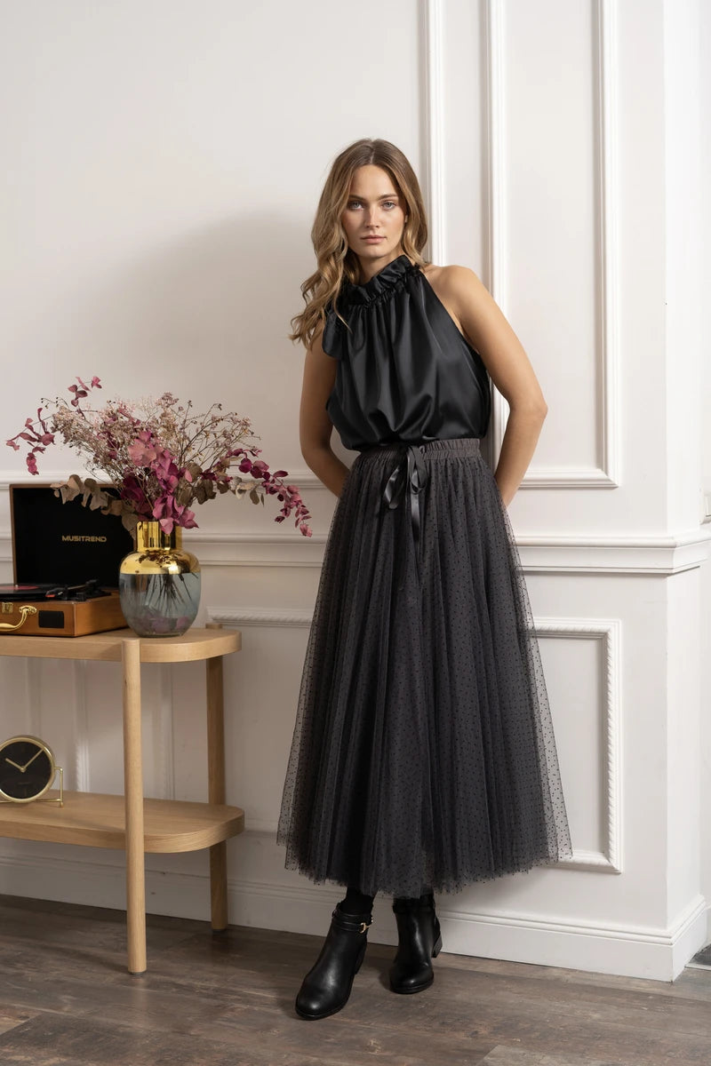 Raffaela | Skirt With Polka Dot Tulle Overlay