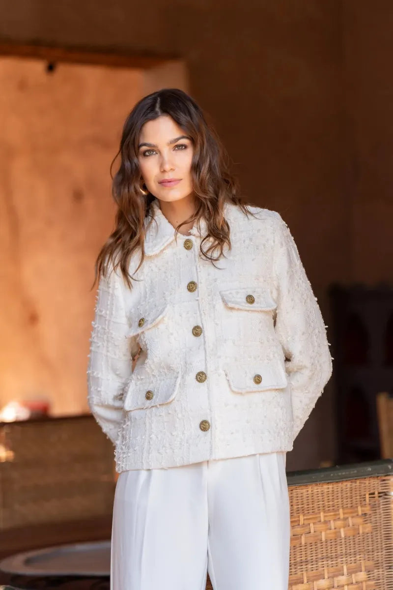 Agostina | Jacket With Textured Checks and Gold-Tone Buttons