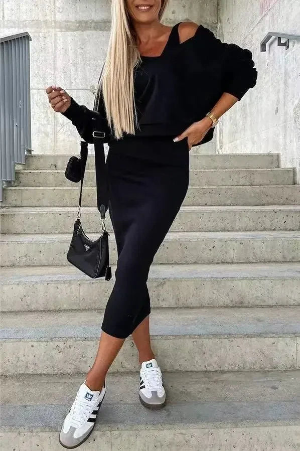 Lucile | Long Sleeve Off-Shoulder Two Piece Set