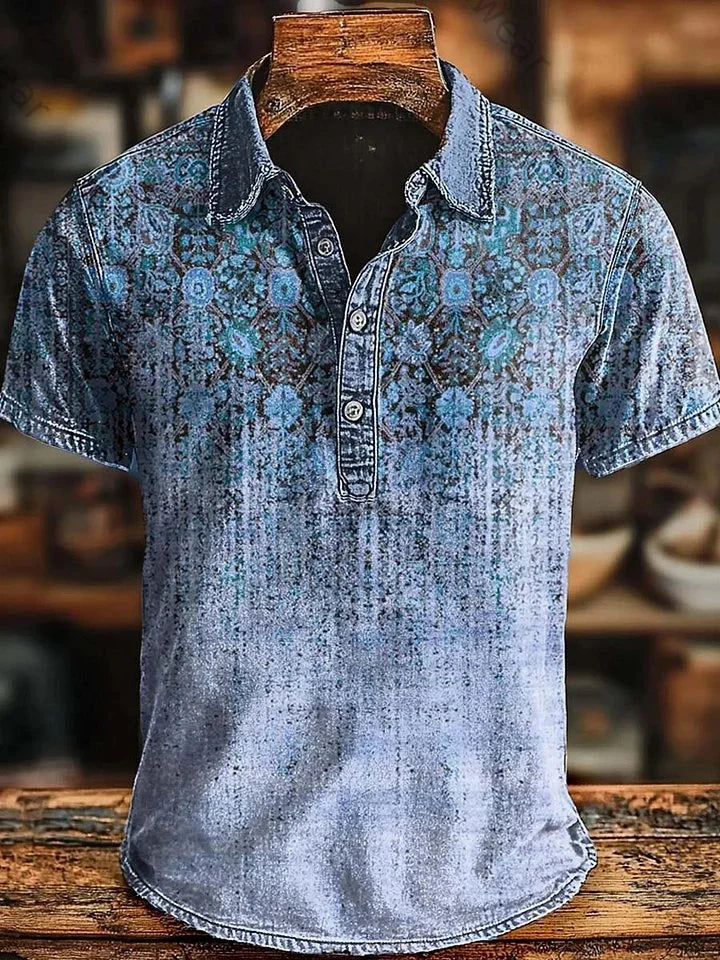 Vishal | Polo Shirt with Gradient Ornamental Print