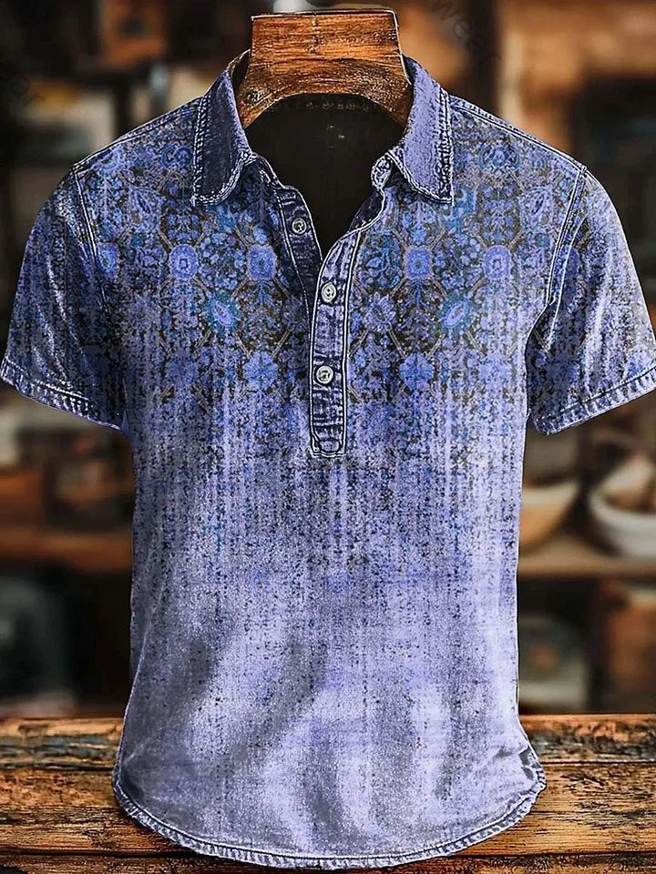 Vishal | Polo Shirt with Gradient Ornamental Print