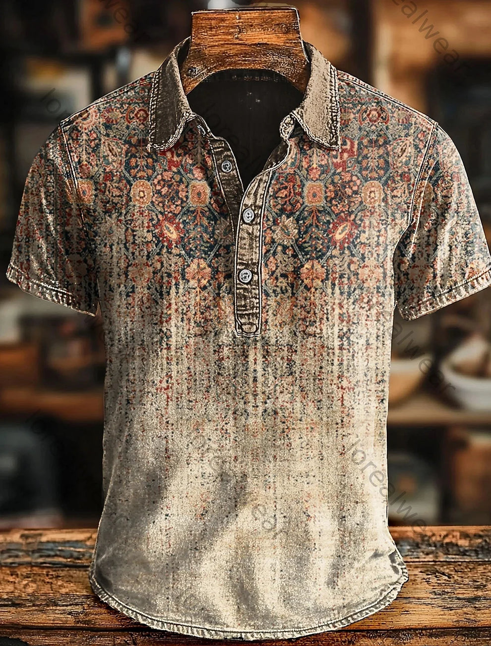 Vishal | Polo Shirt with Gradient Ornamental Print