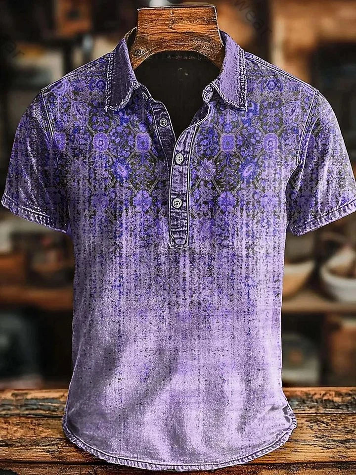 Vishal | Polo Shirt with Gradient Ornamental Print