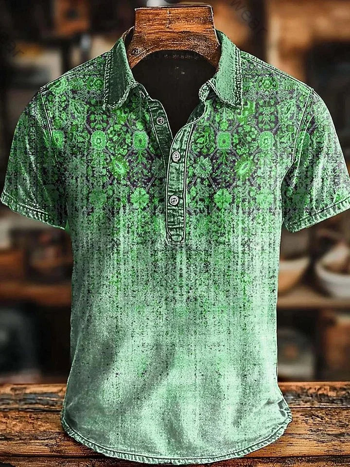 Vishal | Polo Shirt with Gradient Ornamental Print