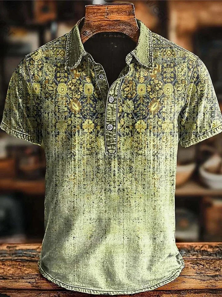 Vishal | Polo Shirt with Gradient Ornamental Print