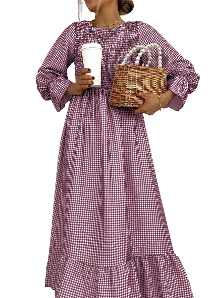 Helenee | Maxi Dress With Checked Smocked Bodice
