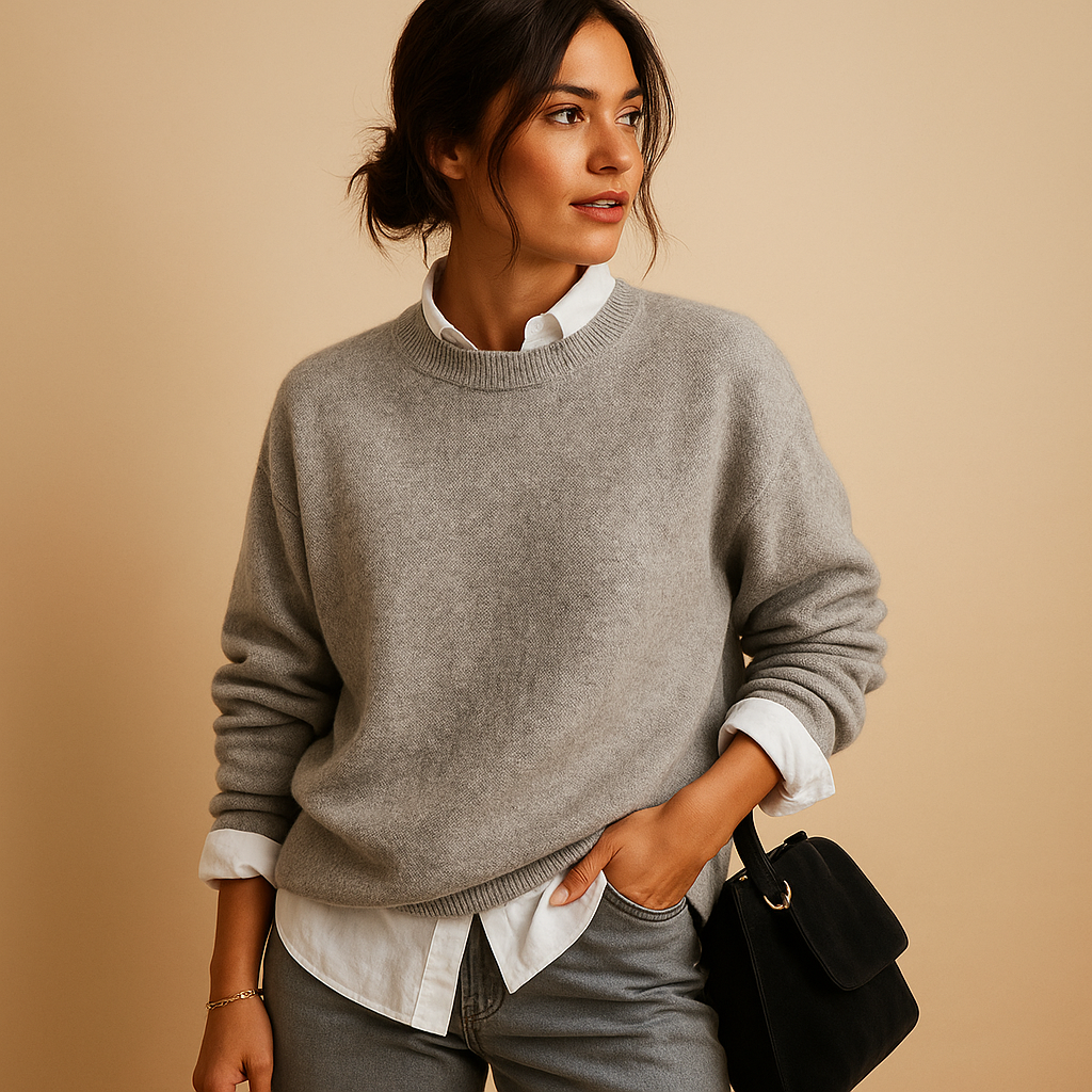 Ofelia | Sweater with Crewneck and Dropped Shoulders