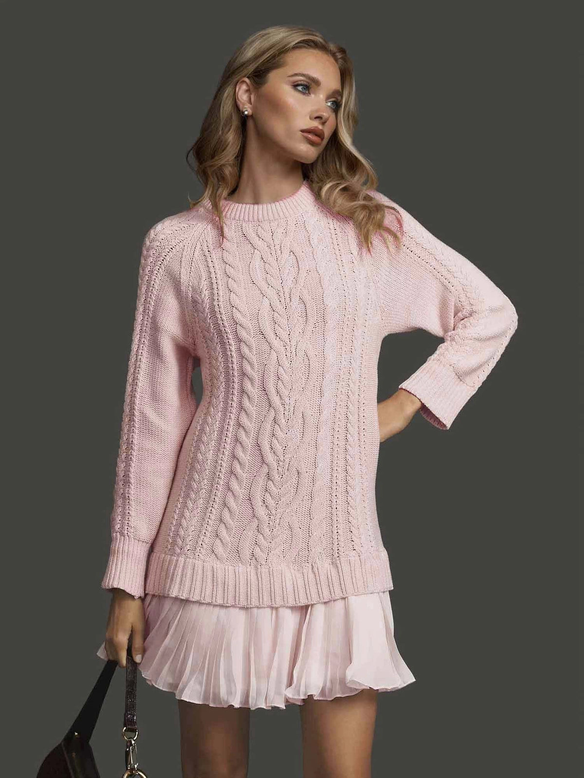 Ambra | Dress With Cable Knit and Pleated Hem
