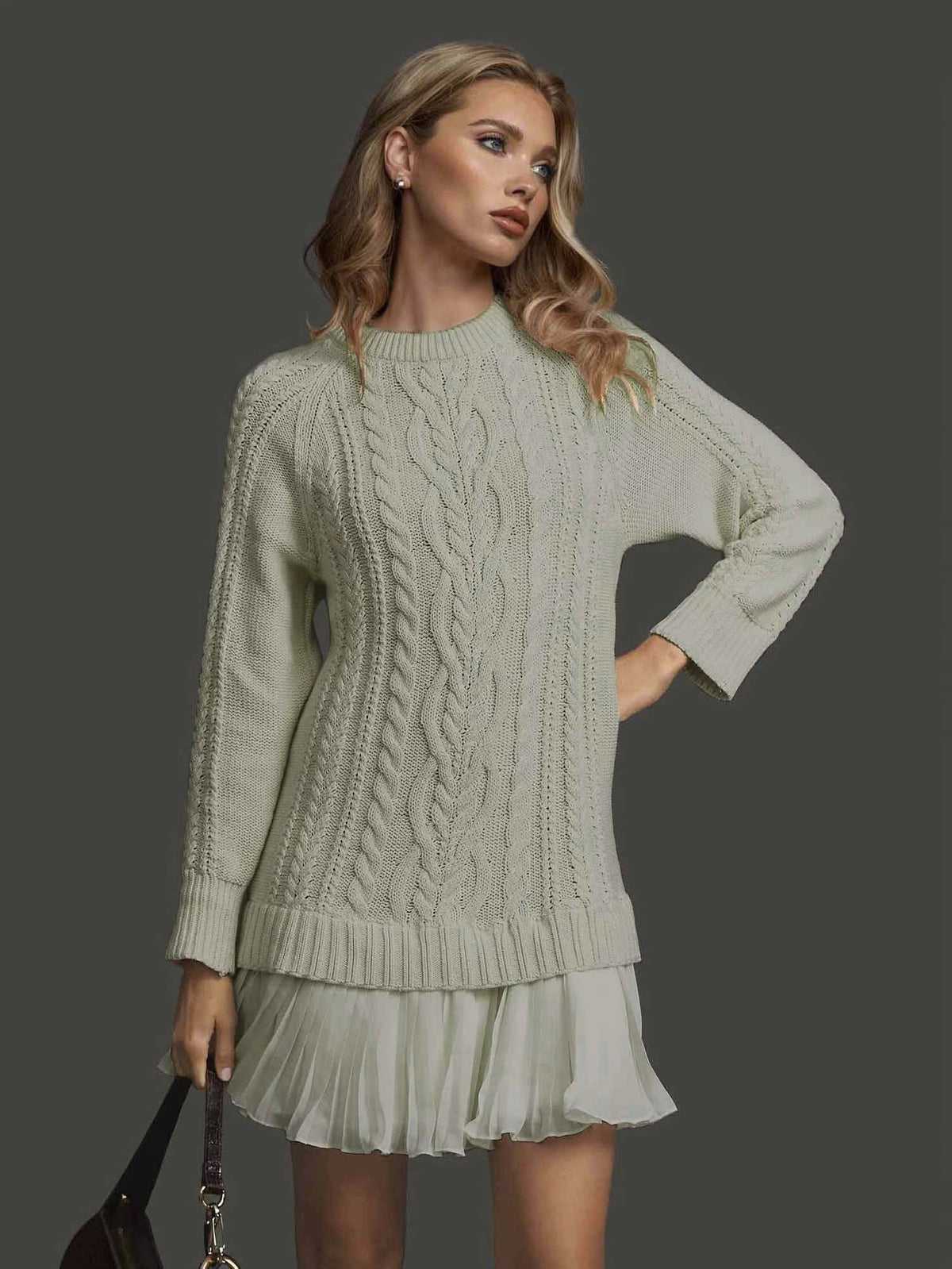 Ambra | Dress With Cable Knit and Pleated Hem
