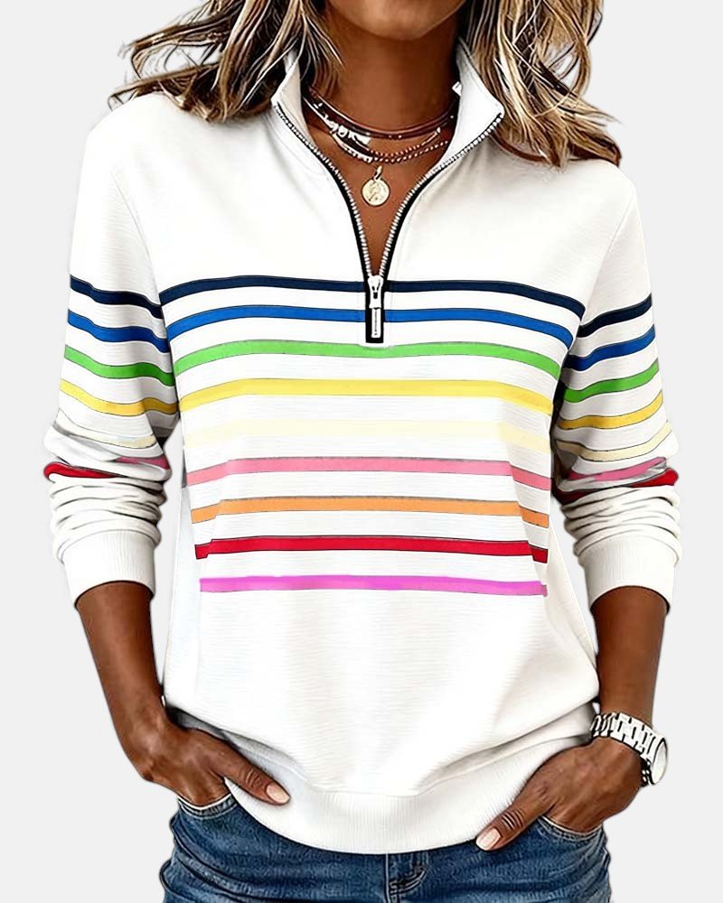 Renaira | Quarter-Zip Striped Sweatshirt for Casual Wear