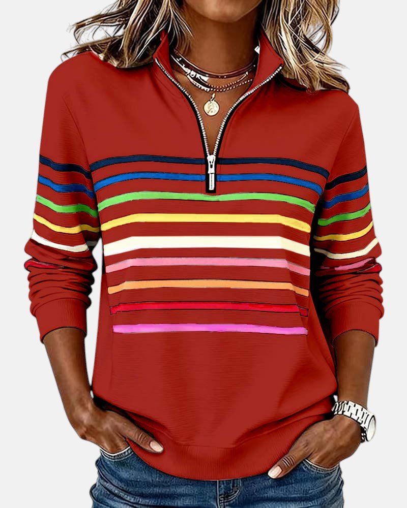 Renaira | Quarter-Zip Striped Sweatshirt for Casual Wear
