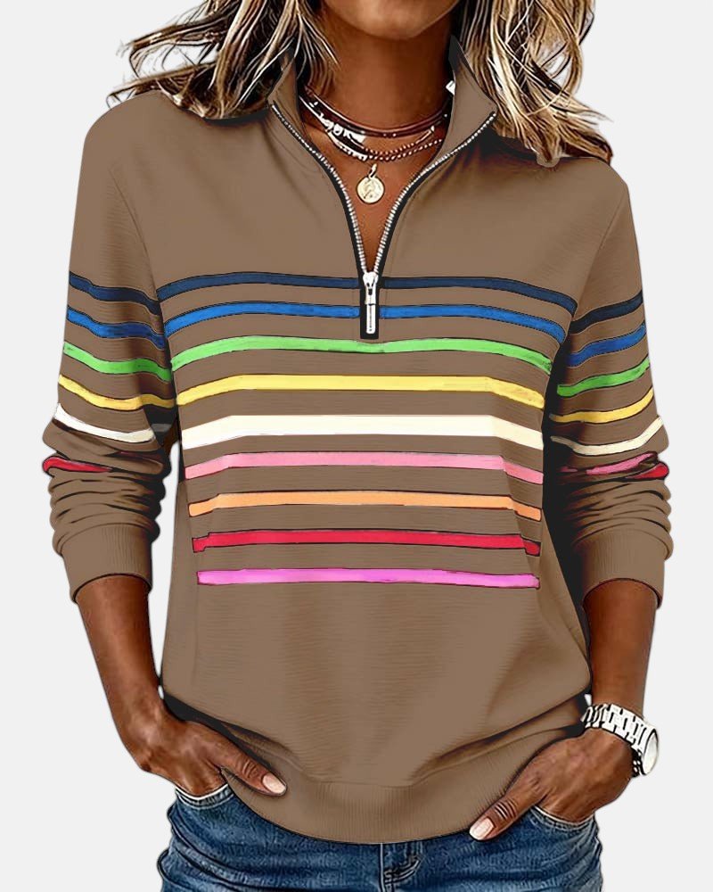 Renaira | Quarter-Zip Striped Sweatshirt for Casual Wear