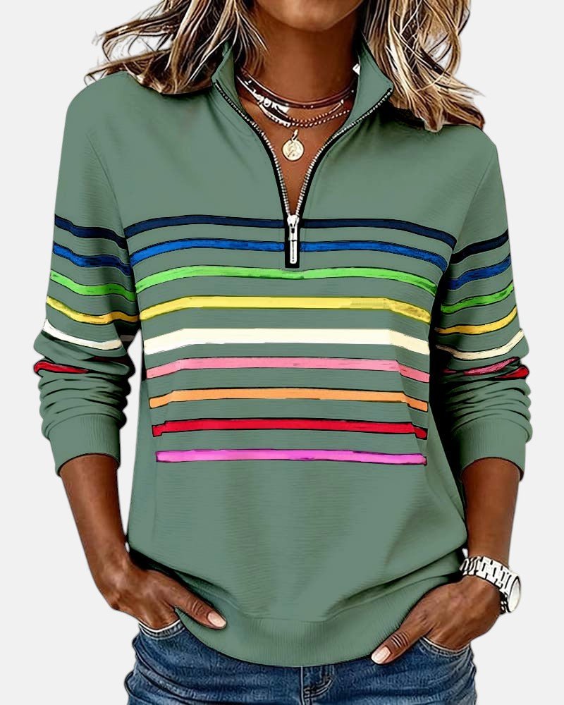 Renaira | Quarter-Zip Striped Sweatshirt for Casual Wear