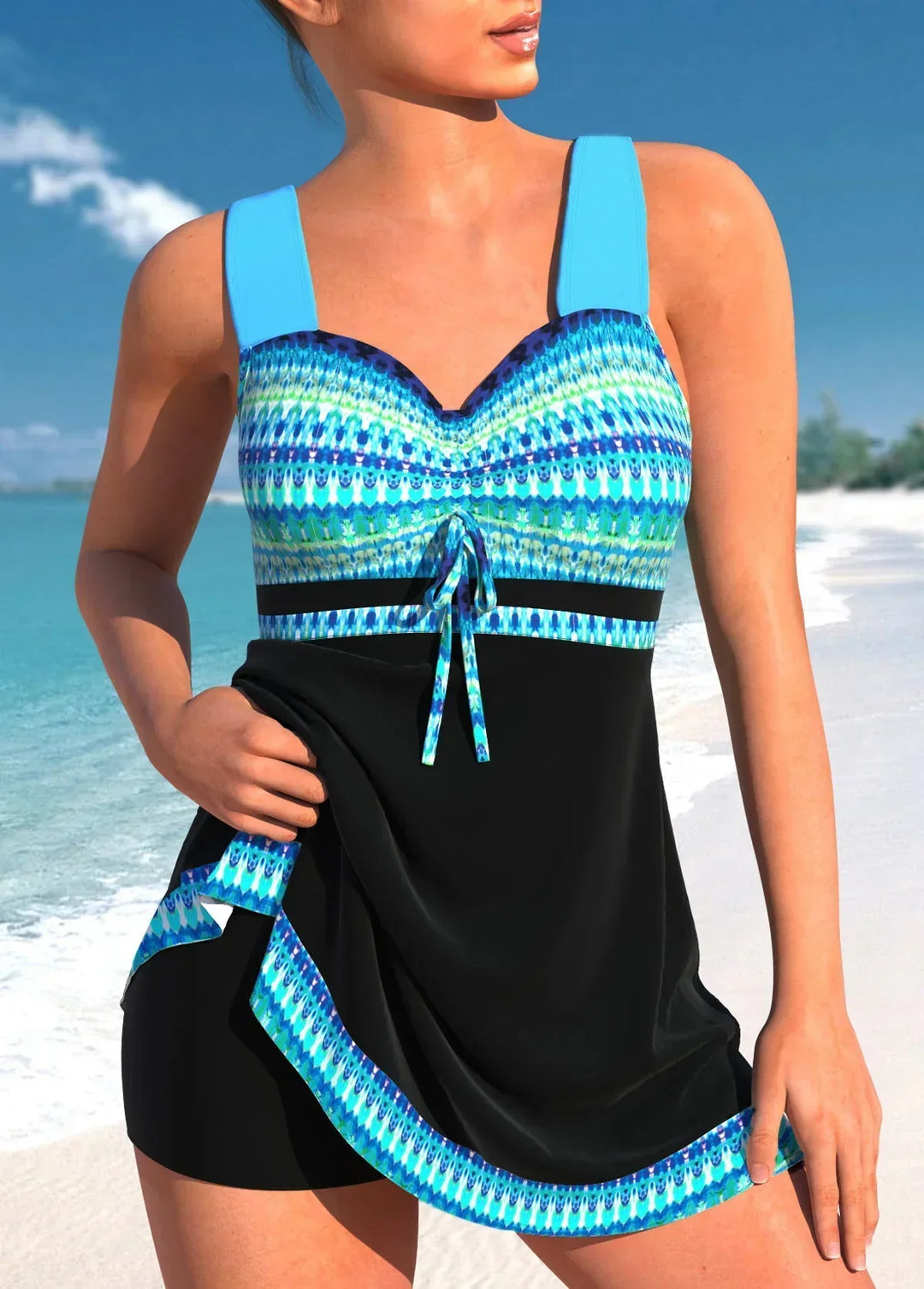 Rocio | Printed Swim Dress With Skirted Bottom