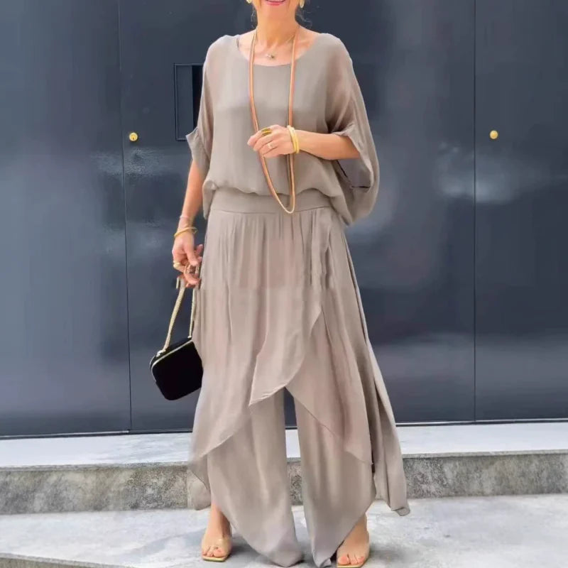Alyson | Chiffon Batwing Sleeve Two Piece Set