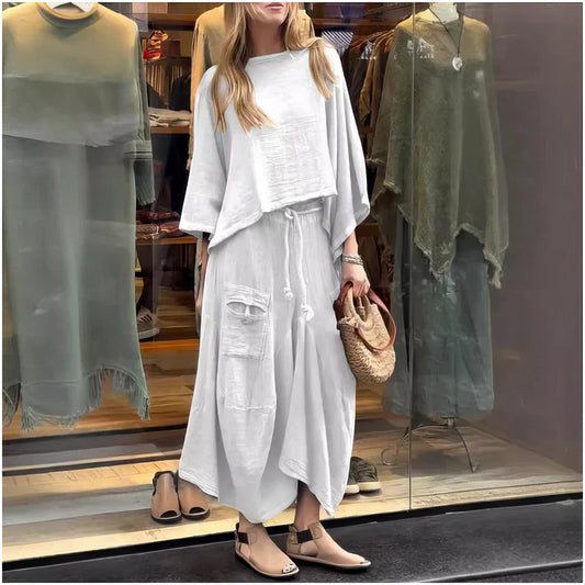 Elaine - Two Piece Loose Blouse Skirt Set