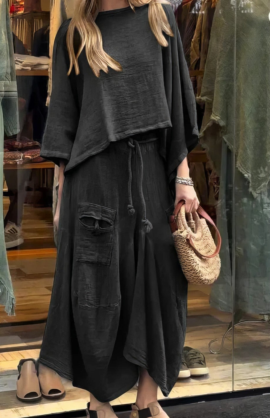 Elaine - Two Piece Loose Blouse Skirt Set